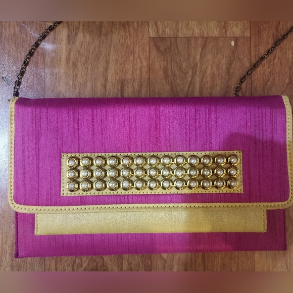 Handbags - Designer pink color pearl studded sling or clutch bag( 17×28 CM)